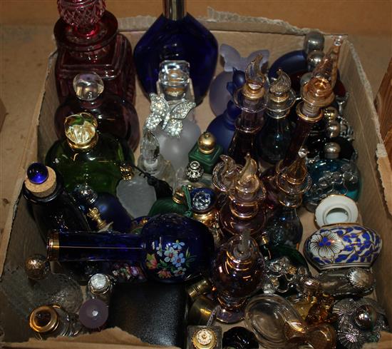 Collection of glass scent bottles and glass animals
